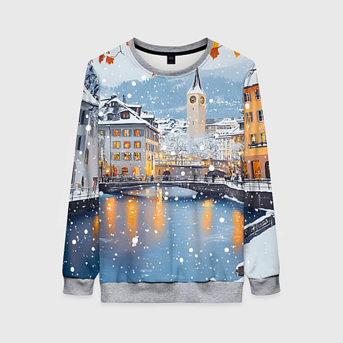 Женский свитшот Предновогодний Санкт-Петербург / 3D-Меланж – фото 1