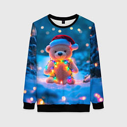 Женский свитшот Мишка в гирлянде