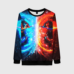 Свитшот женский Битва планет абстракция, цвет: 3D-черный