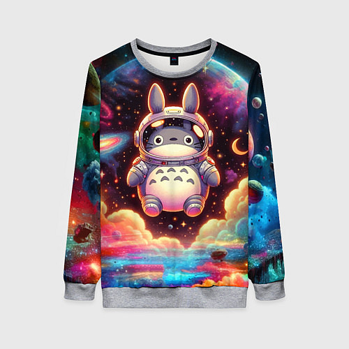 Женский свитшот Тоторо в открытом космосе - нейроарт / 3D-Меланж – фото 1