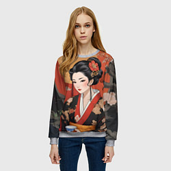 Свитшот женский Японская гейша искусство, цвет: 3D-меланж — фото 2