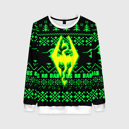 Женский свитшот The Elder Scrolls кислотное лого зима / 3D-Белый – фото 1