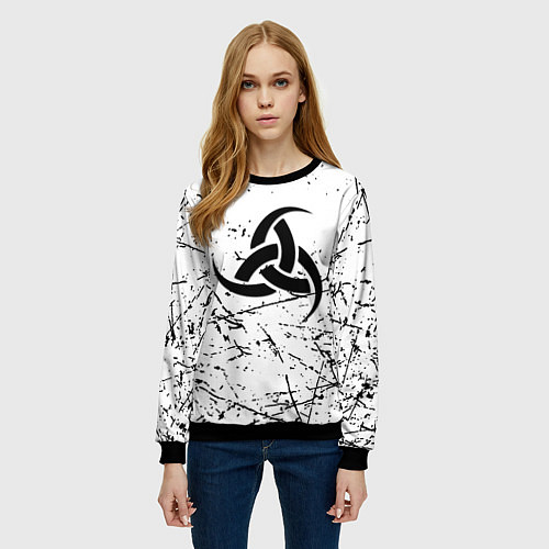 Женский свитшот Символика славянская текстура / 3D-Черный – фото 3