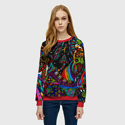 Свитшот женский Оптический узор девушка, цвет: 3D-красный — фото 2