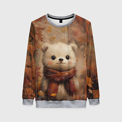 Свитшот женский Белый мишка в шарфе, цвет: 3D-меланж