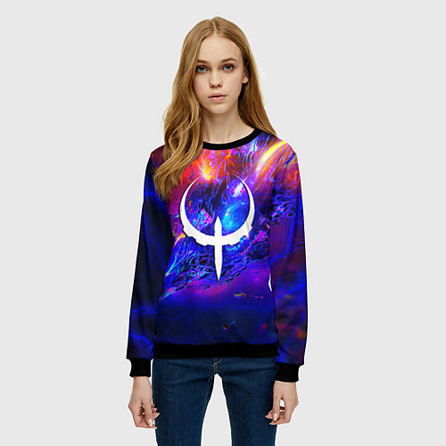 Женский свитшот Quke неоновый стиль / 3D-Черный – фото 3