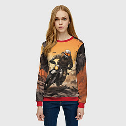 Свитшот женский Байкер в движении, цвет: 3D-красный — фото 2