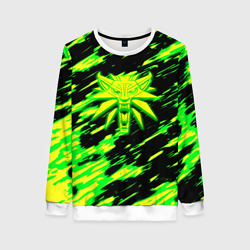 Женский свитшот Ведьмак кислотный волк / 3D-Белый – фото 1