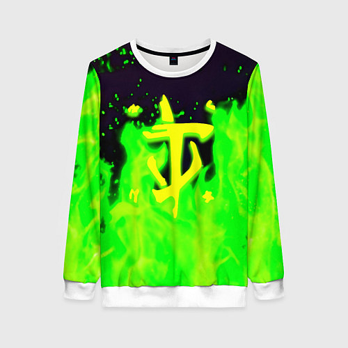 Женский свитшот Doom кислотный огонь лого / 3D-Белый – фото 1