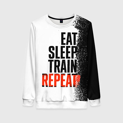 Женский свитшот Eat sleep train repeat / 3D-Белый – фото 1