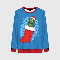 Женский свитшот Новогодний Рик огурчик - Merry Rickmas