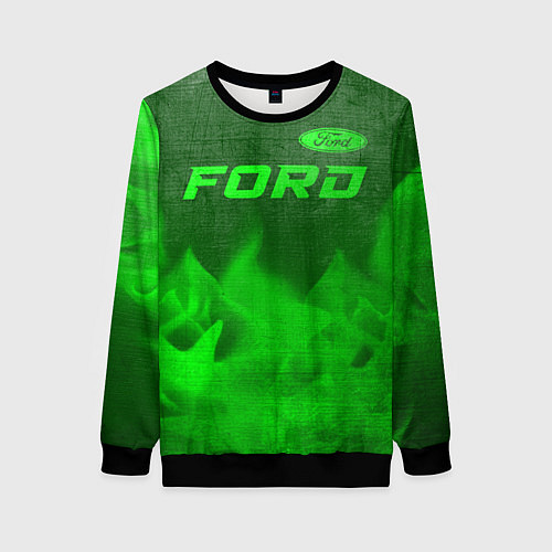 Женский свитшот Ford - green gradient посередине / 3D-Черный – фото 1