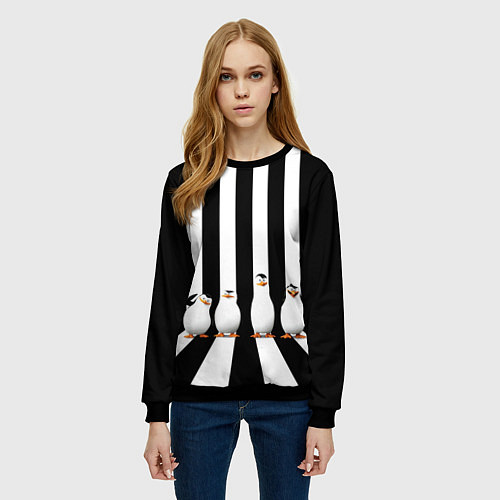 Женский свитшот Четыре пингвина / 3D-Черный – фото 3
