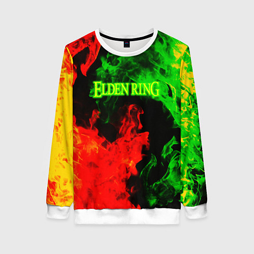 Женский свитшот Elden ring в огне рпг / 3D-Белый – фото 1