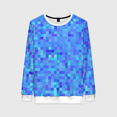 Женский свитшот Синие пиксели / 3D-Белый – фото 1