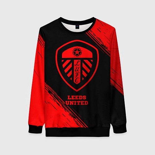 Женский свитшот Leeds United - red gradient / 3D-Черный – фото 1