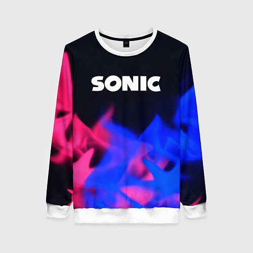 Женский свитшот Sonic neon flame / 3D-Белый – фото 1