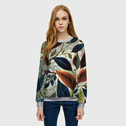 Свитшот женский Листья искусство, цвет: 3D-меланж — фото 2