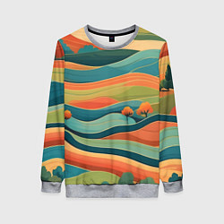 Свитшот женский Поля луга, цвет: 3D-меланж