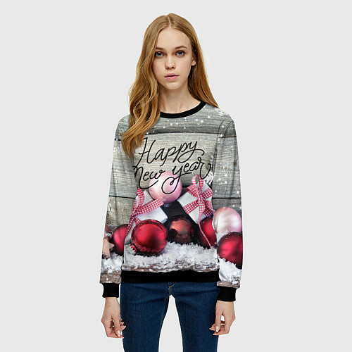 Женский свитшот Новогодние подарки / 3D-Черный – фото 3