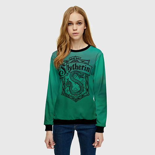 Женский свитшот Факультет Слизерин / 3D-Черный – фото 3