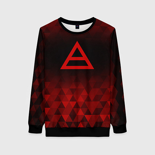 Женский свитшот Thirty Seconds to Mars red poly / 3D-Черный – фото 1