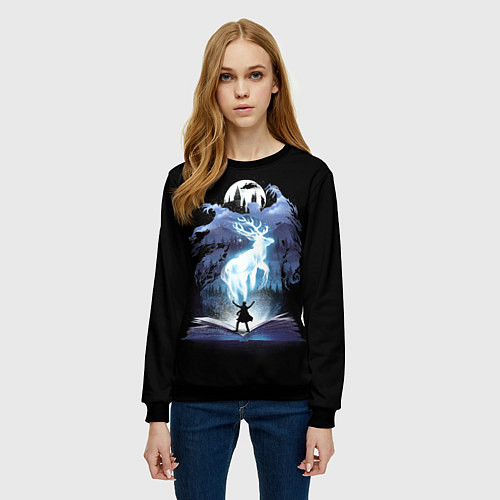 Женский свитшот Harry Potter patronus and dementors / 3D-Черный – фото 3