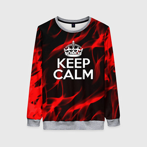 Женский свитшот Keep calm flame red / 3D-Меланж – фото 1