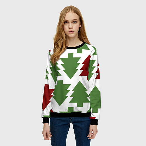 Женский свитшот Елочный новый год / 3D-Черный – фото 3