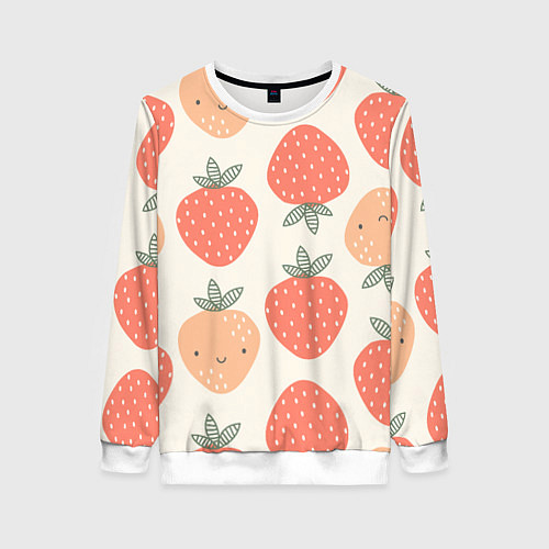 Женский свитшот Клубничный узор / 3D-Белый – фото 1