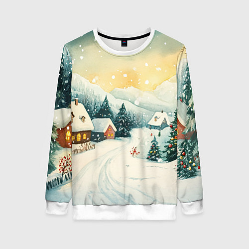 Женский свитшот Праздничная деревушка / 3D-Белый – фото 1