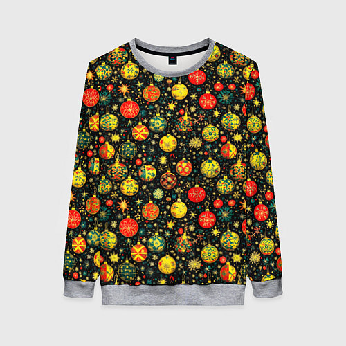 Женский свитшот Новогодние елочные шары / 3D-Меланж – фото 1