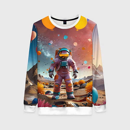 Женский свитшот Праздничный космонавт / 3D-Белый – фото 1