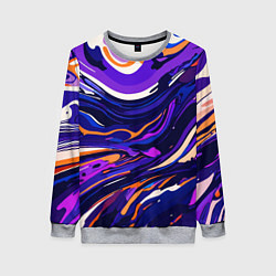 Свитшот женский Разноцветная абстракция разводов, цвет: 3D-меланж