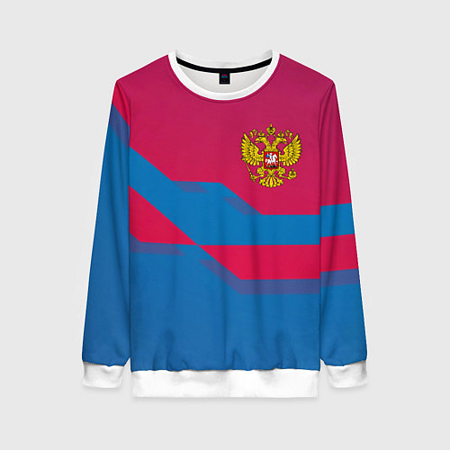 Женский свитшот Россия спортивная геометрия текстура / 3D-Белый – фото 1
