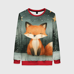 Женский свитшот Лисица в новогоднем лесу