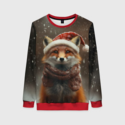 Женский свитшот Лисица в новогодней шапочке