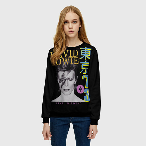 Женский свитшот David Bowie - Tokyo 1973 / 3D-Черный – фото 3
