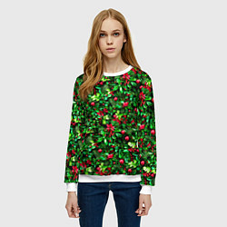 Свитшот женский Ягоды падуба на новогодней елке, цвет: 3D-белый — фото 2