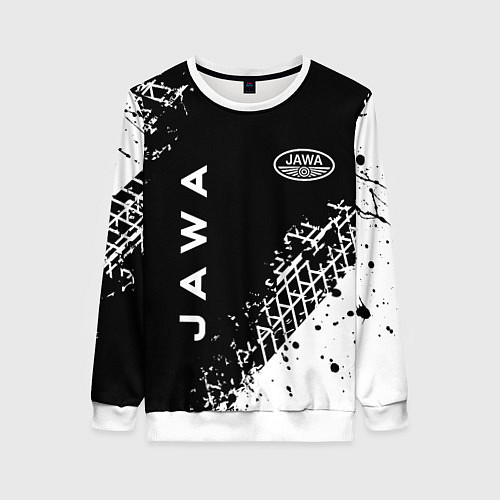 Женский свитшот Jawa - следы от шин / 3D-Белый – фото 1