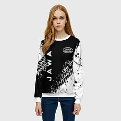 Свитшот женский Jawa - следы от шин, цвет: 3D-белый — фото 2