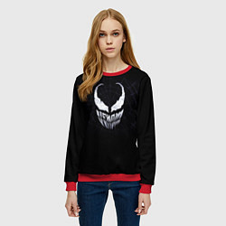Свитшот женский Venom face - logo, цвет: 3D-красный — фото 2
