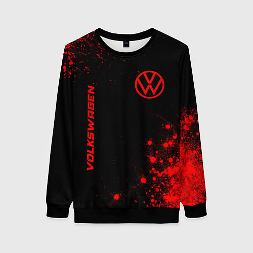 Женский свитшот Volkswagen - red gradient вертикально / 3D-Черный – фото 1