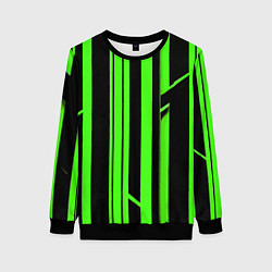 Женский свитшот Толстые зелёные полосы на чёрном фоне