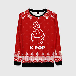 Свитшот женский Новогодний K Pop с оленями, цвет: 3D-черный