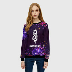 Свитшот женский Праздничный Slipknot Fireworks, цвет: 3D-черный — фото 2