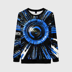 Женский свитшот Чёрно-синяя сфера киберпанк