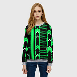Свитшот женский Зелёные обои на чёрном фоне, цвет: 3D-меланж — фото 2