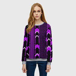 Свитшот женский Фиолетовые обои на чёрном фоне, цвет: 3D-меланж — фото 2