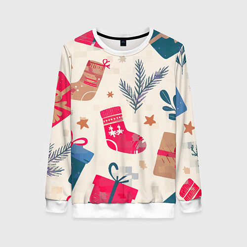 Женский свитшот Новогодняя атмосфера / 3D-Белый – фото 1